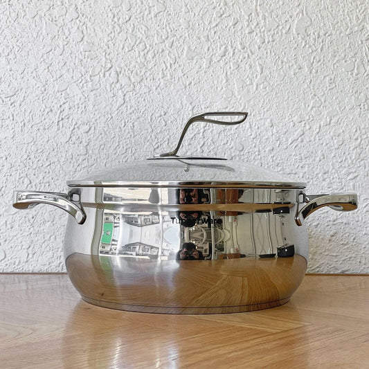 タッパーウェア Tupperware マストロクックウェア 深鍋 両手鍋 28cm ステンレス多層構造 ガラス蓋付 ◇