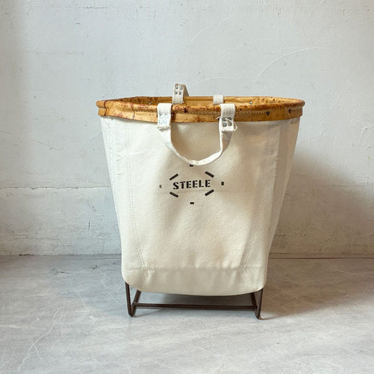 スティールキャンバス Steele Canvas Basket バスケット ラウンド 帆布×レザー×アイアン 工業デザイン 廃盤 ★
