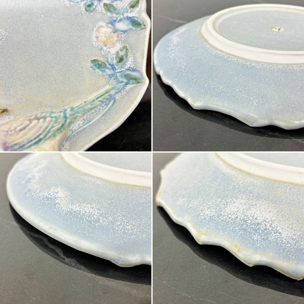 うつわやみたす プレート 中皿 飾り皿 オナガ 鳥 陶器 陶芸家 現代作家 希少 ◎