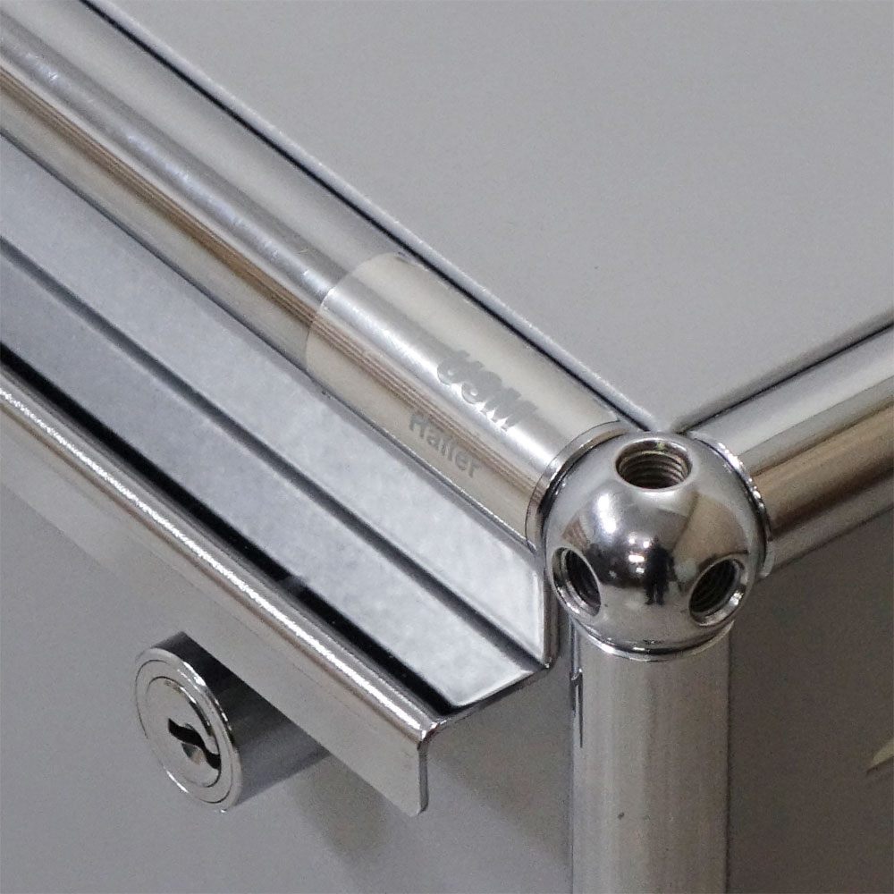 ユーエスエムハラー USM Haller モジュラーファニチャー Modular Furniture デスクワゴン ロールボーイ マットシルバー 鍵付 ●
