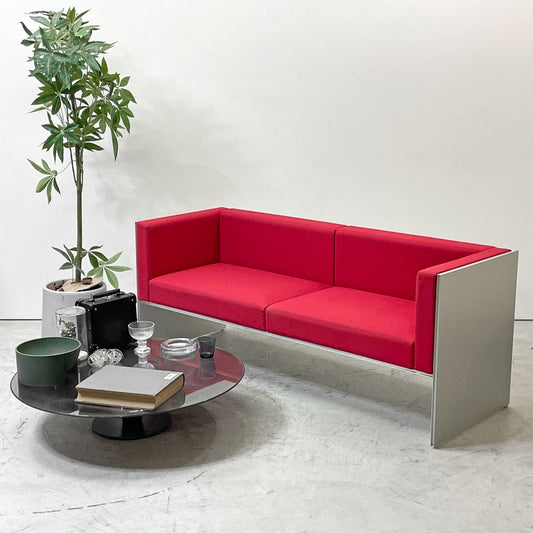 カッシーナイクスシー Cassina ixc. エアーフレーム AIR FRAME 30073 ミッドソファ MID SOFA 3人掛け 2シーター W166cm レッド系 ファブリック デヴィッド・チッパーフィールド ●