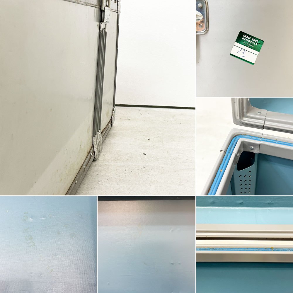 ビンテージ ジュラルミンケース アルミ製 トランク ローテーブル インダストリアルデザイン 工業系 店舗什器 A ●