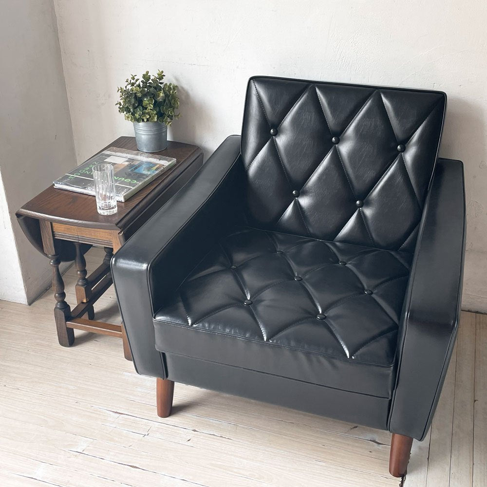 カリモク60 karimoku60 ロビーチェア スタンダードブラック 1Pソファ 1シーター レトロモダン ミッドセンチュリー 定価¥75,130- ★