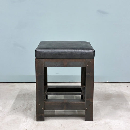イデー IDEE アイアン スツール IRON STOOL レザー 焼鋼 店舗什器 インダストリアルデザイン 特注品 A ◎