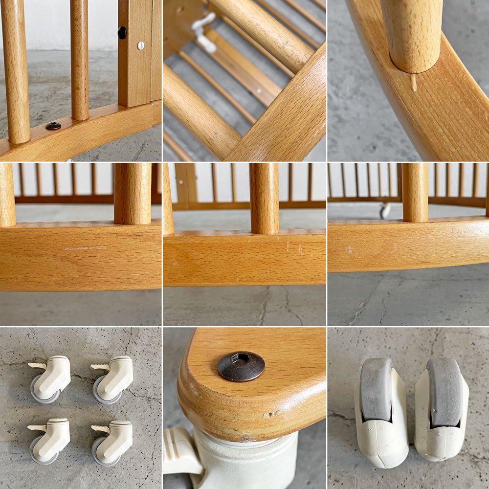 ストッケ STOKKE スリーピーベッド Sleepi Bed ブナ材 ナチュラル ロッド&マットレス&シーツ&キャスター付 2段階サイズ 参考合計価格¥146,080- 〓