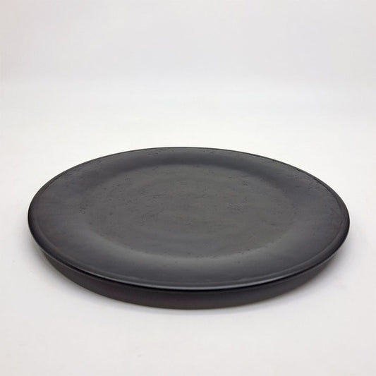 杉田明彦 リム皿 小 木製プレート Φ22cm 欅 漆器 黒 現代作家 A ●