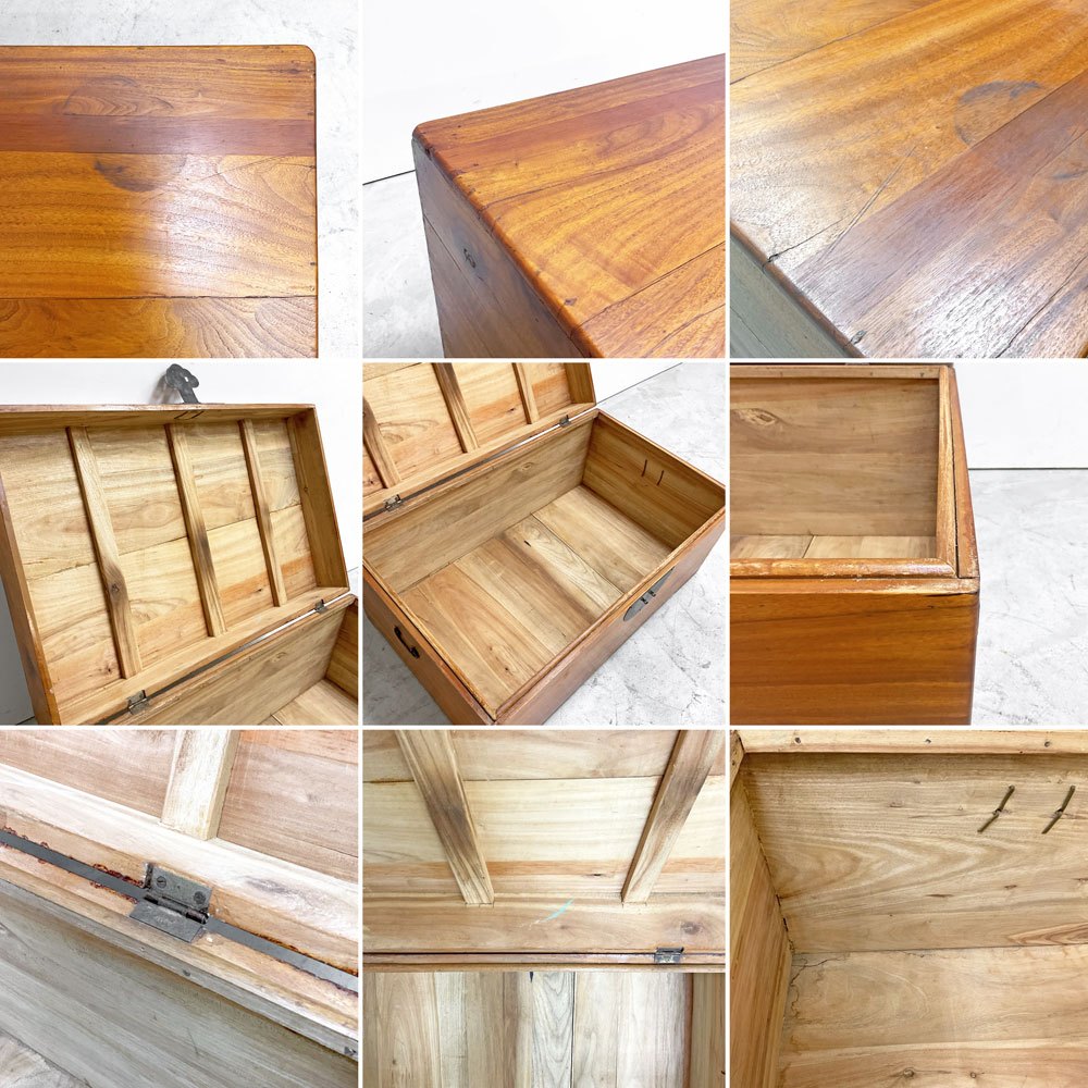 チャイニーズアンティークスタイル Chinese Antique Style 中国古玩家具 収納箪笥 長持 鋳鉄金具 ブランケットボックス 楠材 トランク ビンテージ ●