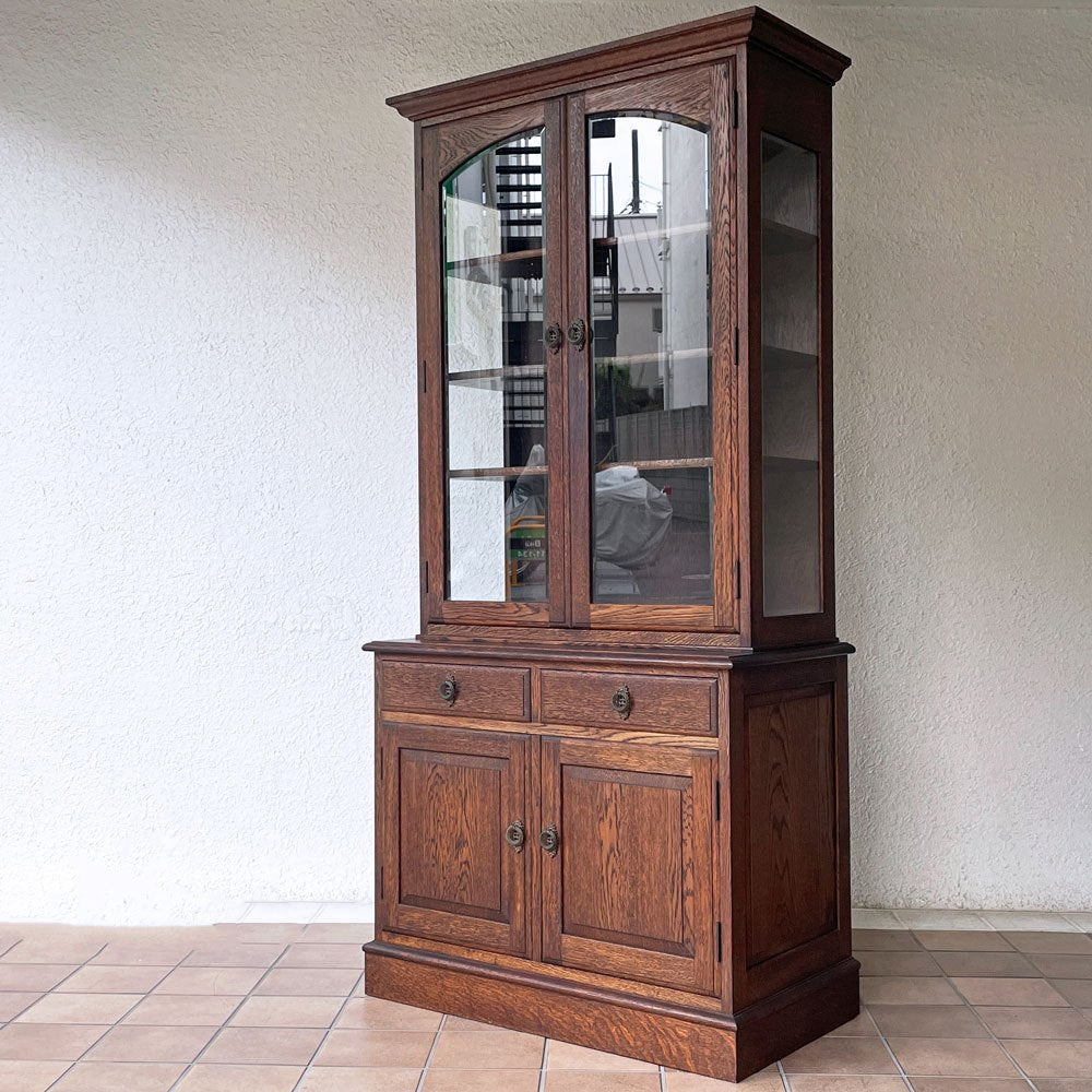 竹中家具 takenaka furniture オーク材 3面ガラスキャビネット 食器棚 