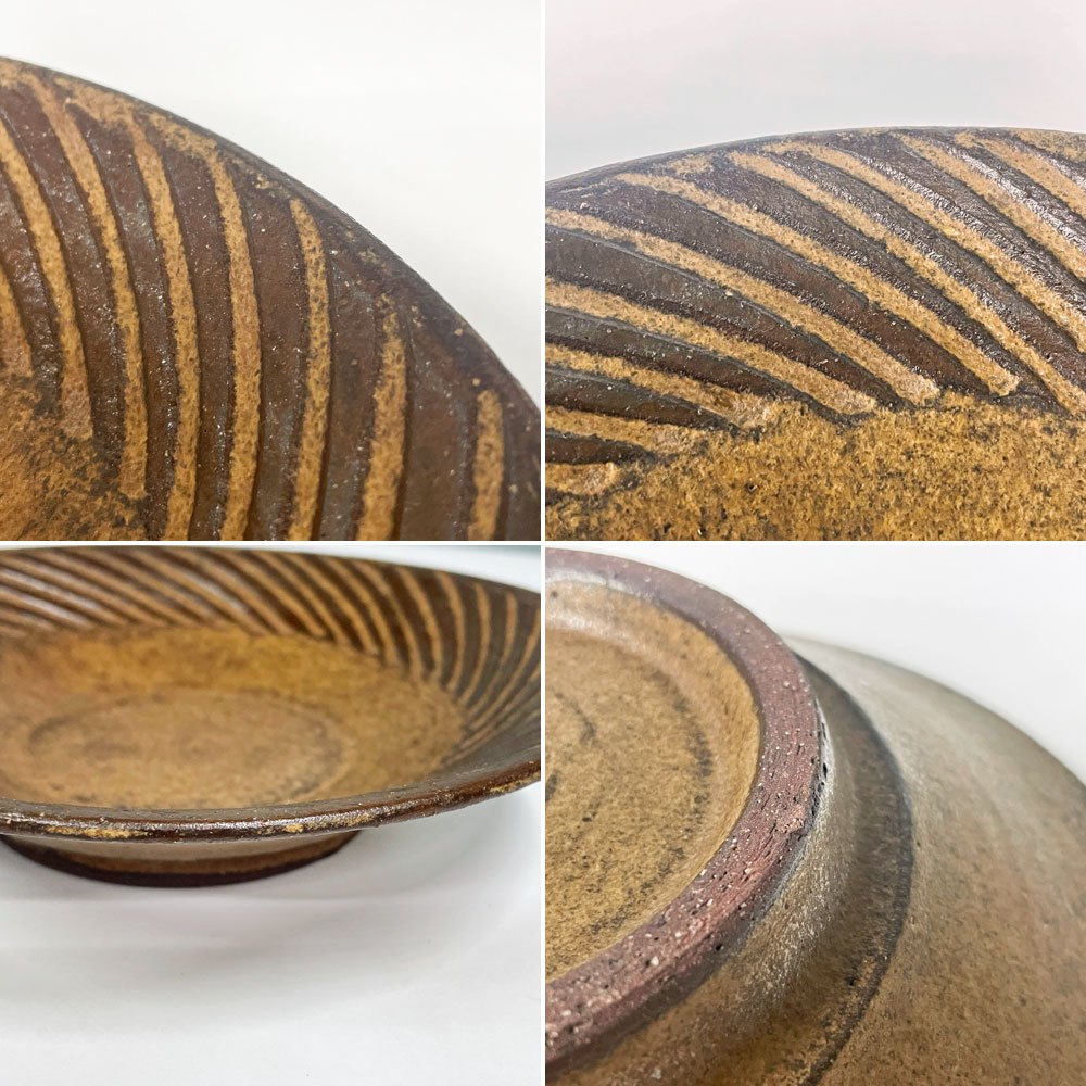 小澤基晴 ぐるぐる 8寸鉢 23.5cm 現代作家 陶器 盛鉢 鎬鉢 土器 陶器 和食器 ◎