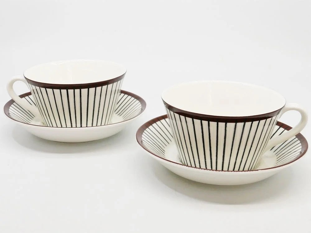 グスタフスベリ GUSTAVSBERG スピサリブ SPISA RIBB ティーカップ&ソーサー C&S スティグ・リンドベリ Stig Lindberg 北欧食器 復刻品 B ●