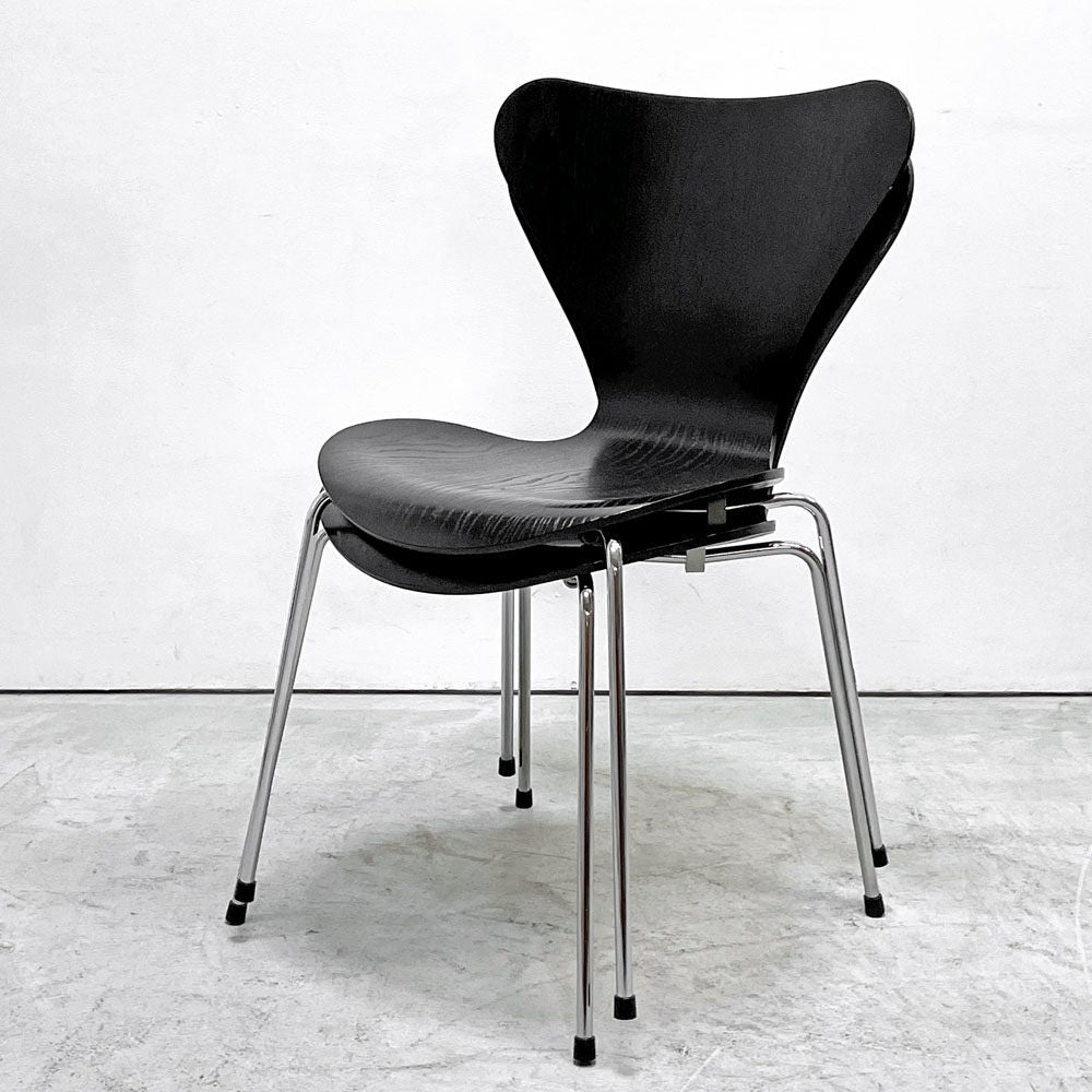 フリッツハンセン Fritz Hansen セブンチェア ダイニングチェア カラードアッシュ ブラック アルネ・ヤコブセン 北欧 デンマーク 定価¥76,780- B ●