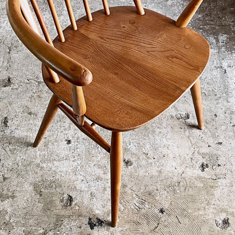 アーコール ercol 1875A クェーカー quaker アームチェア ダイニングチェア エルム×ビーチ材 ビンテージ 英国家具 ■