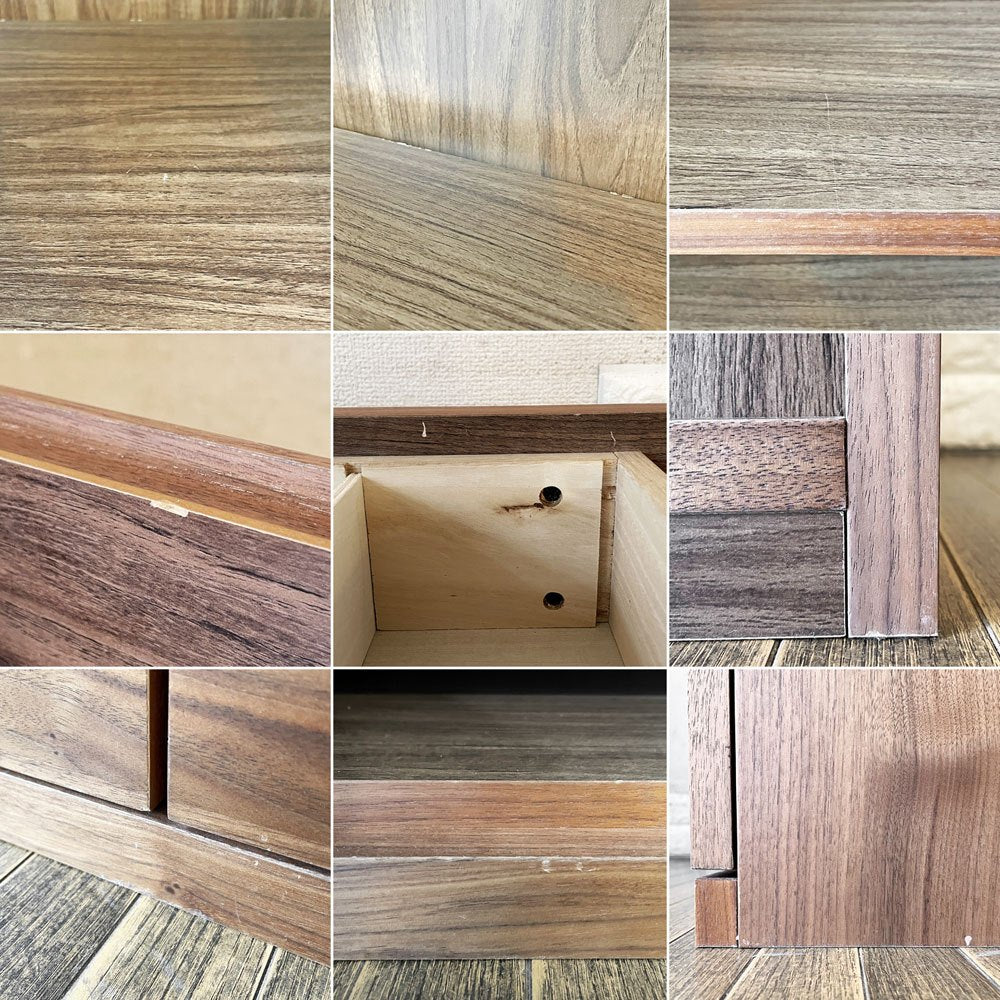 無印良品 MUJI 木製キャビネット 木扉 ウォールナット材 W88cm 抽斗2杯 仕切り板付 ナチュラル シンプルデザイン 定価¥49,900- ◎