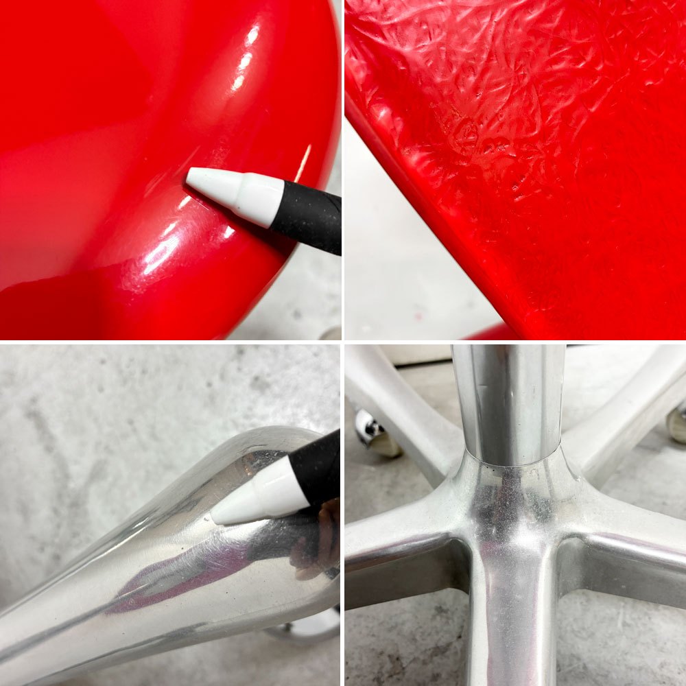 イデー IDEE ヨーンチェア ウィズ キャスター YAWN CHAIR with CASTER FRP レッド ダイニングチェア 岡嶌要 スペースエイジ 廃番 ●