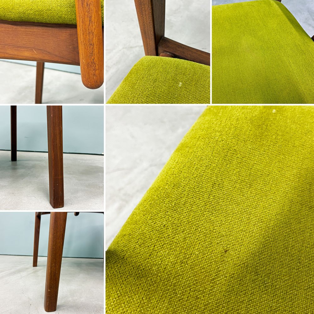 木蔵 BOKURA ピーチェア P chair ハーフアーム ダイニングチェア ウォールナット ファブリックシート イエローグリーン 北欧モダン 定価¥43,890- A ◎