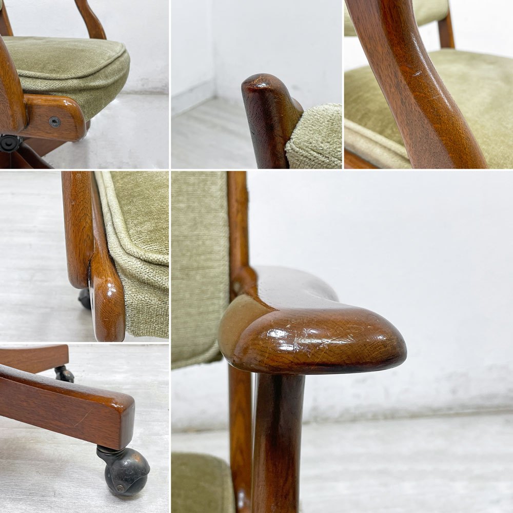 カリモク karimoku コロニアル デスクチェア 木製書斎椅子 リクライニング キャスター付き ●