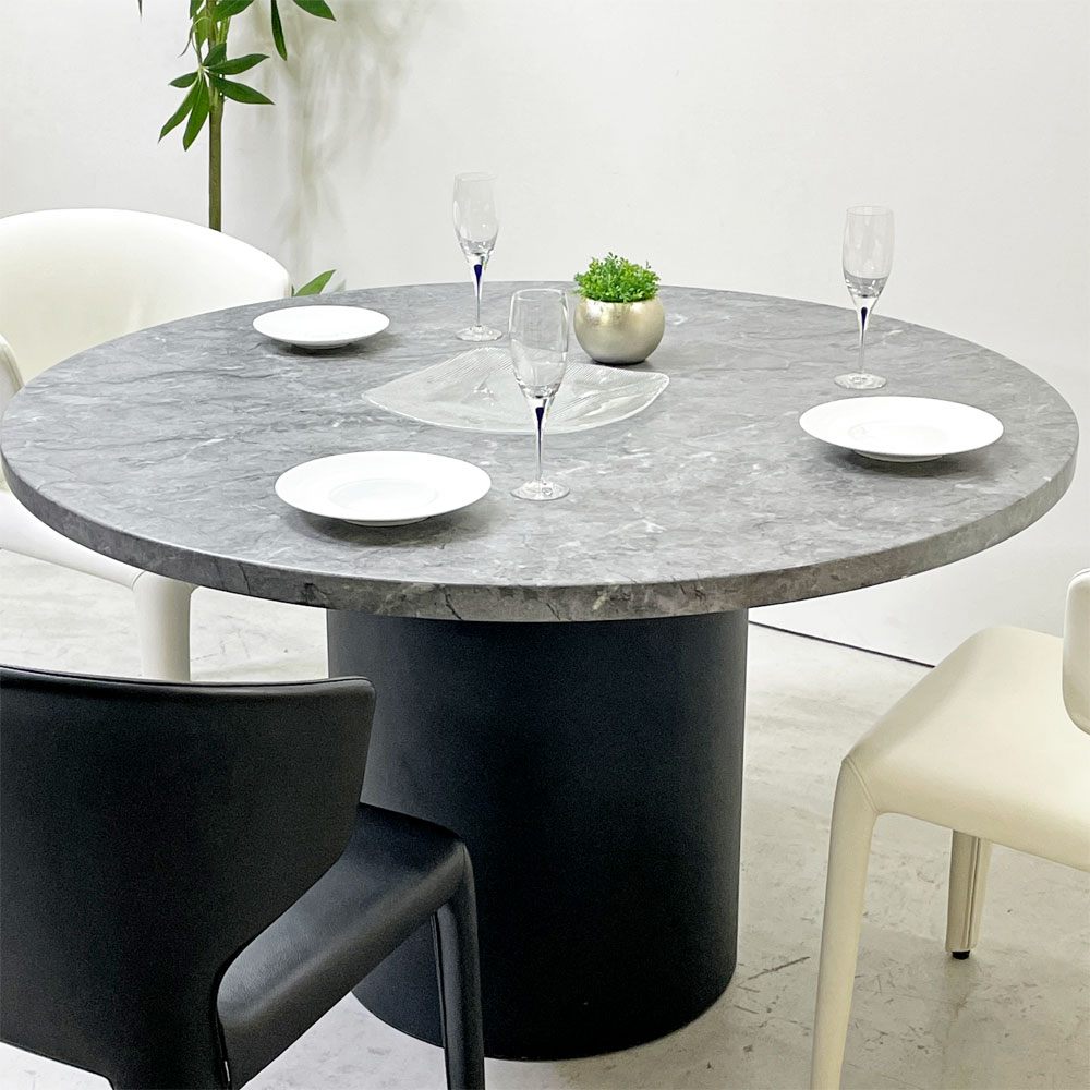 モーダエンカーサ moda en casa カプリ CAPRI ダイニングテーブル ラウンド 120cm 天然大理石 グレー 参考価格211,200円 ●