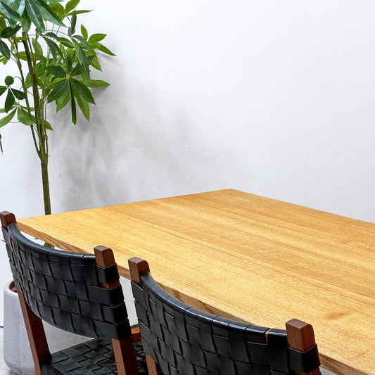 松崎工房 タモ無垢材 ダイニングテーブル シェーカースタイル W210cm オーダーメイド クラフト家具 天板サンディング品 脚部取り外し可能 ●