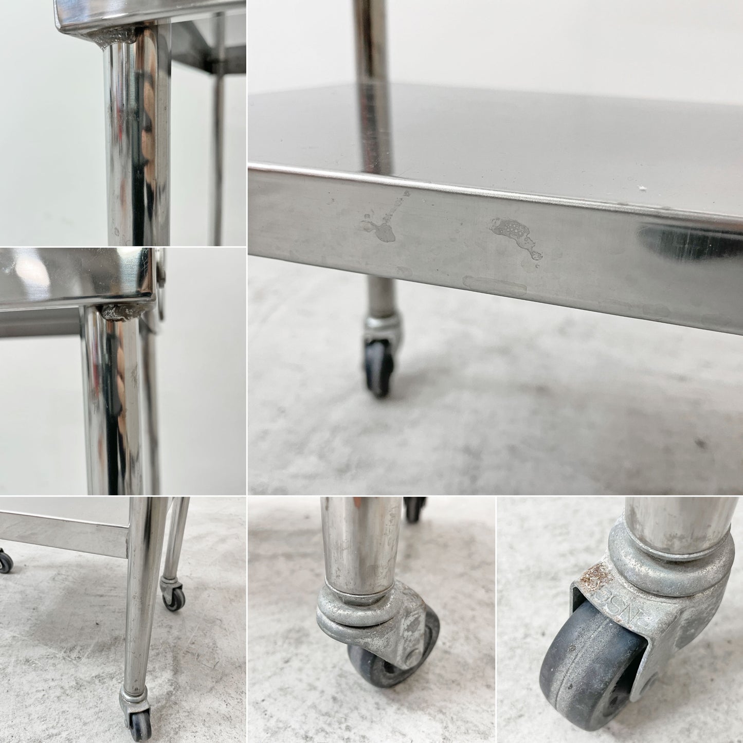 インダストリアルスタイル Industrial Style ステンレスワゴン メディカルワゴン 2段 キャスター付 器械卓子 業務用 シルバー 店舗什器 ●