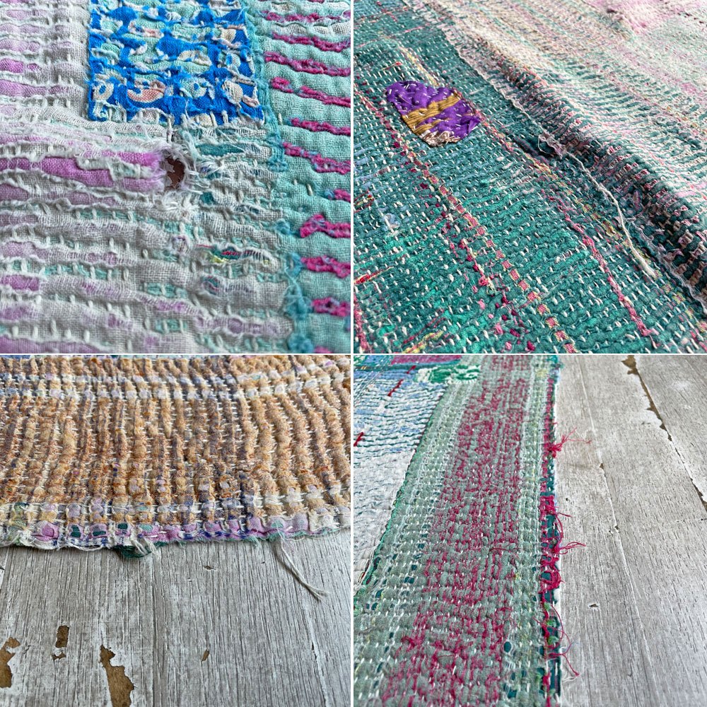 インドビンテージ Indian Vintage ラリーキルト ラグ カーペット 絨毯 パッチワーク 伝統工芸 ♪