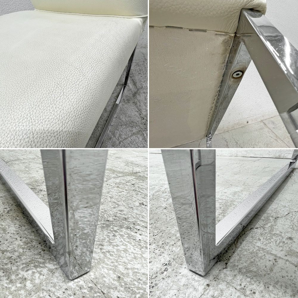 フェンディ・カーサ FENDI CASA エー・ビー・デュアメル AB Duhamel ダイニングチェア 本牛革 オフホワイト 参考価格 約45万~65万の品 E 〓