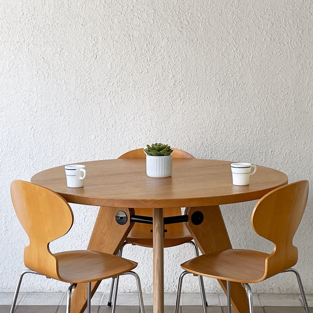 ヴィトラ vitra. ゲリドン Gueridon ダイニングテーブル ラウンド ナチュラルオーク 無垢材 Φ105cm ジャン・プルーヴェ 定価399,300円 ◇