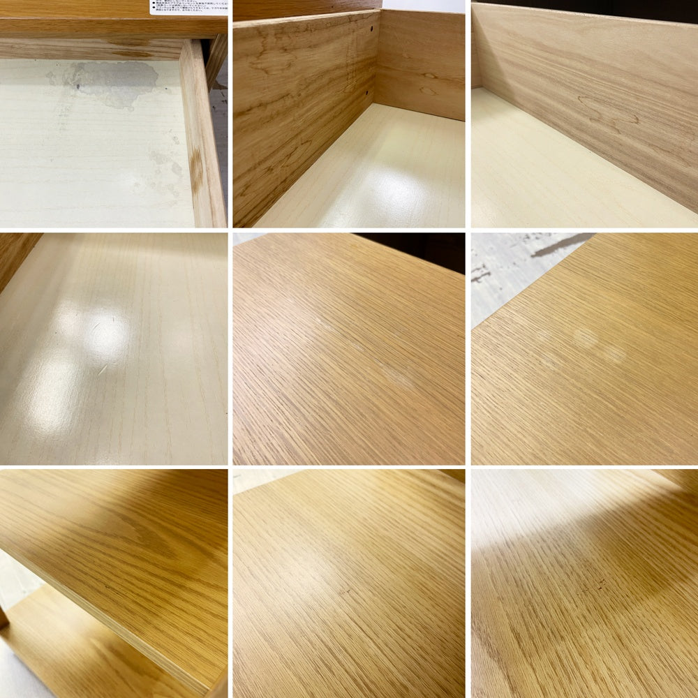 無印良品 MUJI 木製カップボード オーク材 食器棚 キャスターワゴン付 W120 ナチュラルテイスト ●