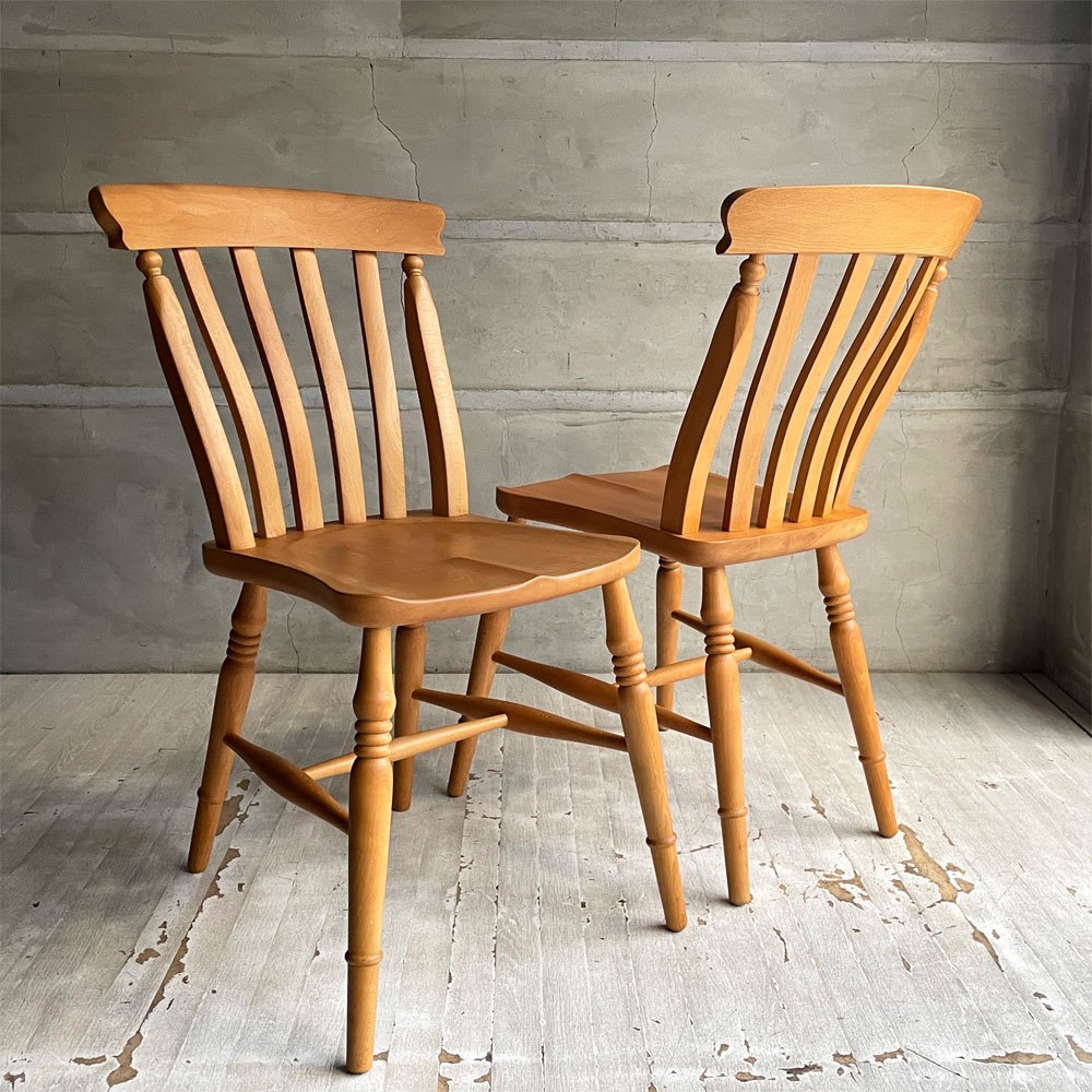 ペニーワイズ THE PENNY WISE スラットバックチェア ダイニングチェア ブナ無垢材 ナチュラル 英国カントリースタイル 定価¥49,500- B ♪
