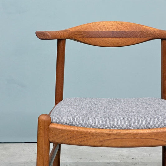 青林製作所 ハーフアームチェア ダイニングチェア チーク無垢材 ファブリック 北欧スタイル ジャパンビンテージ A ◎