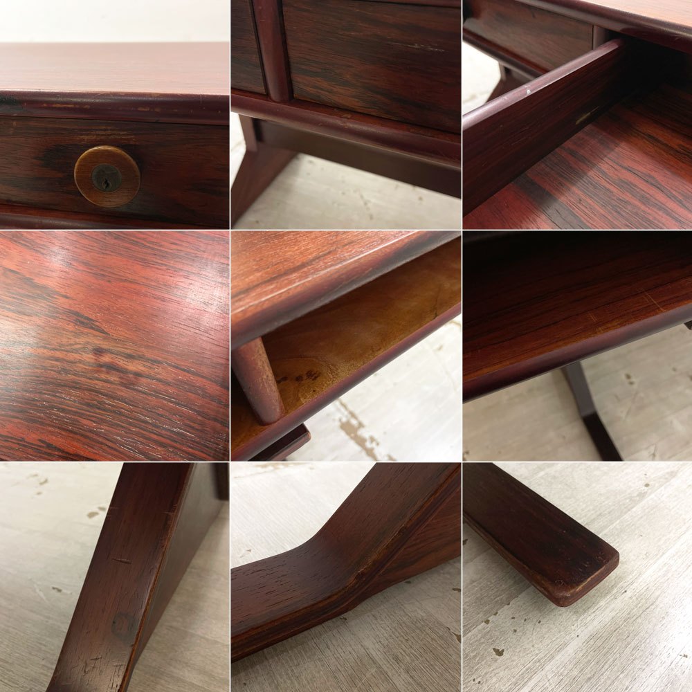 ベルニーニ Bernini Model530 ローズウッド ライティングデスク 4ドロワー&オープン収納 Gianfranco Frattini 稀少 イタリア モダン ビンテージ 鍵欠品 ●