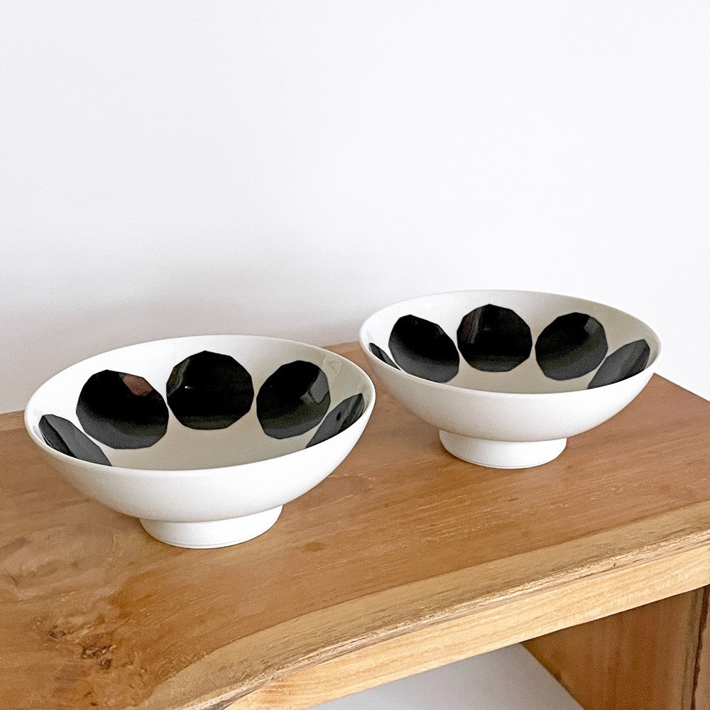 マリメッコ marimekko x 有田焼 福泉窯 「We love Japan」 お茶碗 キヴェット柄 漆黒 伝統工芸 北欧食器 A ■