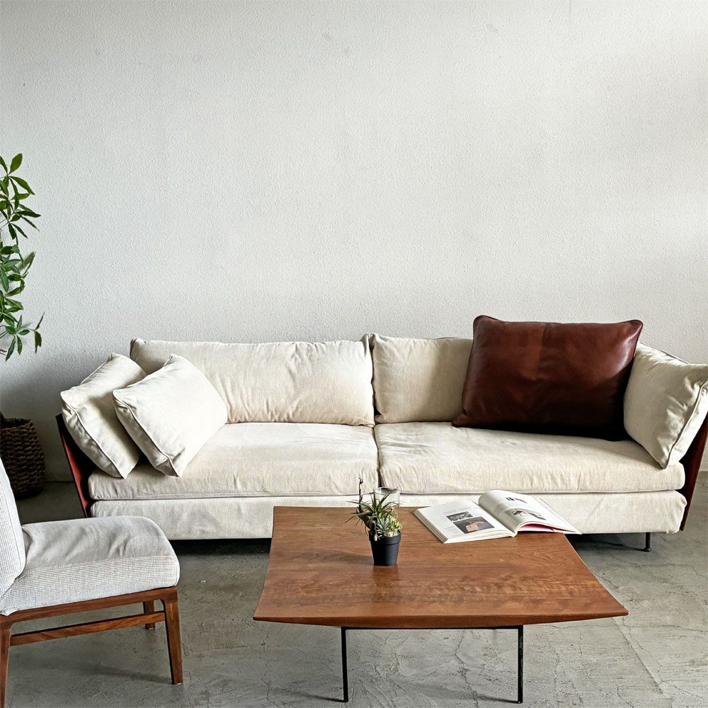 リッツウェル Rizwel ライトフィールド モデュラーソファ LIGHT FIELD MODULAR SOFA ファブリック オフホワイト系 本革 テラコッタ W248cm ラグジュアリーモダンテイスト 定価約179万円 〓