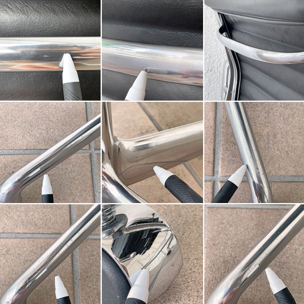 ハーマンミラー Herman Miller イームズアルミナムグループチェア マネージメントチェア アルミバフベース ガス圧昇降仕様 5本脚 キャスタータイプ 本革 イームズ ◇