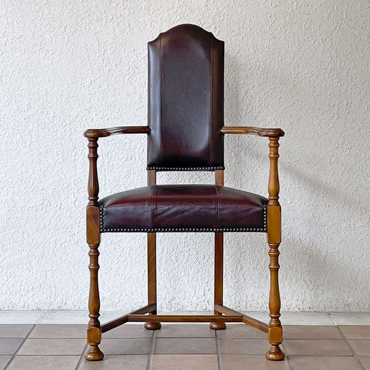 バロッサバレンティ VARO,S.A. VALENTI カクトワール アームチェア ウォールナット材 本革 レザー 鋲打ち スペイン ◇