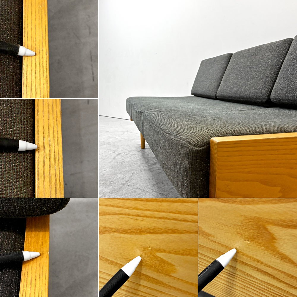 グラフ graf × 相合家具 SOGO adシリーズ デイベッドソファ L DAY BED SOFA ホワイトアッシュ材 ヘリンボーンファブリック グレー 北欧スタイル 定価 308,000円●