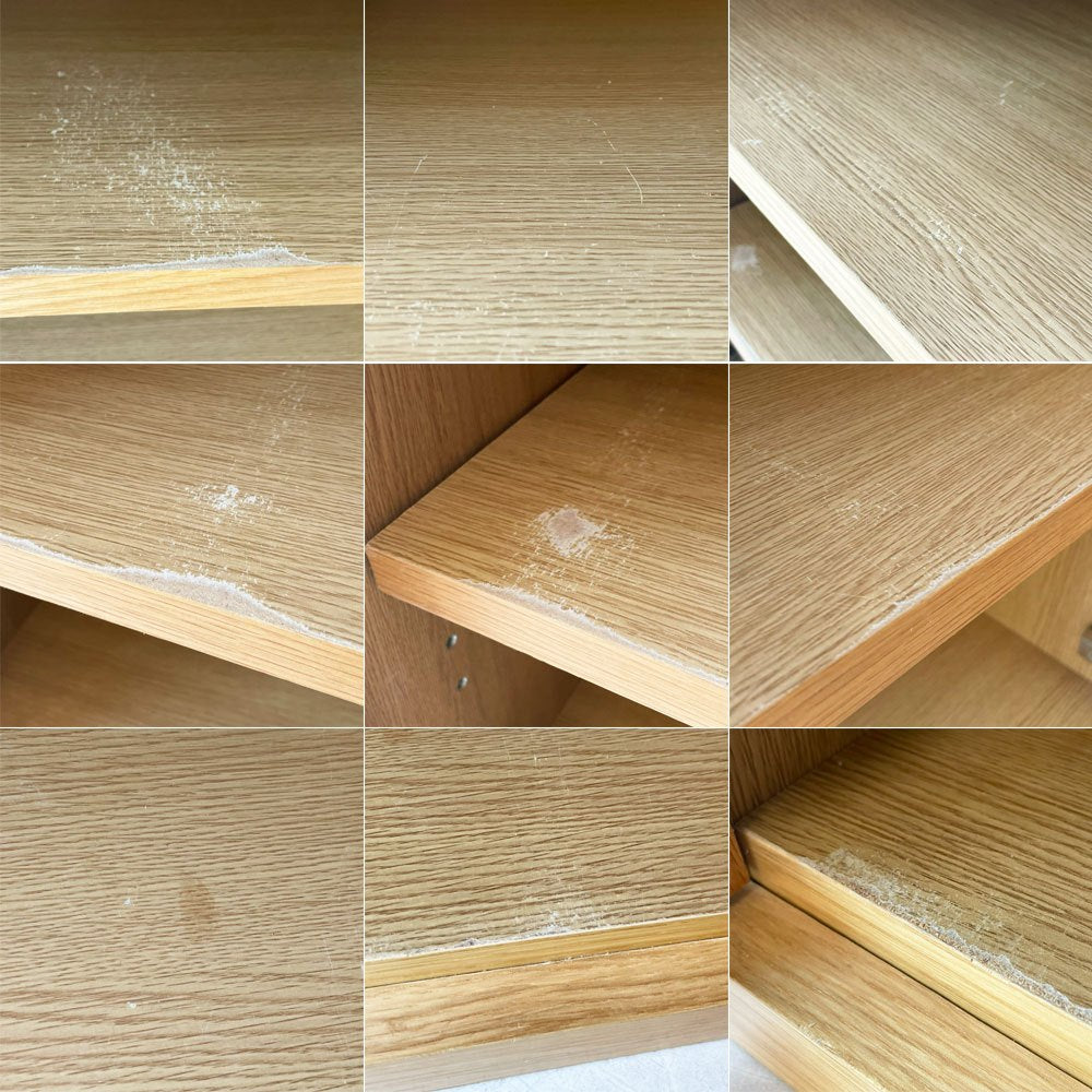 無印良品 MUJI オーク材 キャビネット ガラス扉 棚板3枚 収納家具 食器棚 キッチンボード W88 ★