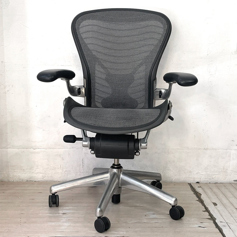 ハーマンミラー Herman Miller アーロンチェア Bサイズ ポスチャーフィット ウェイブ ポリッシュドアルミベース ビル・スタンフ & ドン・チャドウィック ★