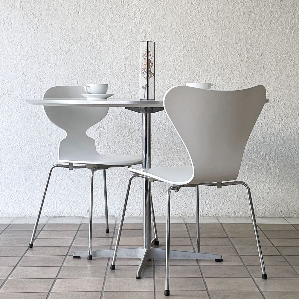 フリッツハンセン Fritz Hansen スーパー円テーブル A603 ダイニングテーブル Aテーブル W100cm ホワイト アルネ・ヤコブセン ブルーノ・マットソン ピート・ハイン 北欧家具 ◇