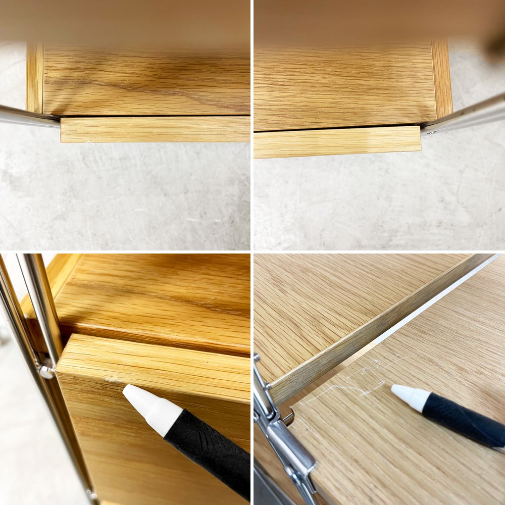 無印良品 MUJI ステンレスユニットシェルフ オーク材 2連 棚板4枚+5枚 引出しユニット付き W126cm x H175.5cm 参考定価¥91,340- ●