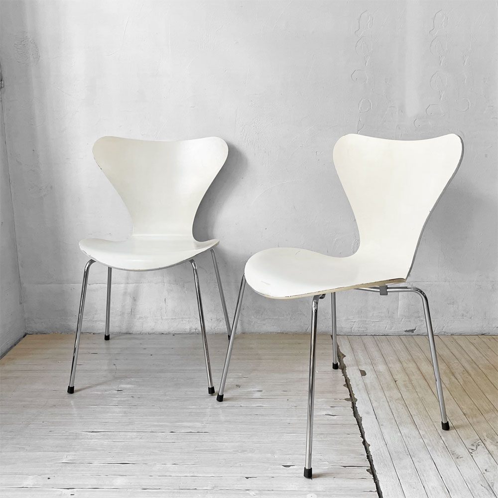 フリッツハンセン Fritz Hansen セブンチェア ラッカー ホワイト スタッキング アルネ・ヤコブセン デンマーク 北欧家具 B ★