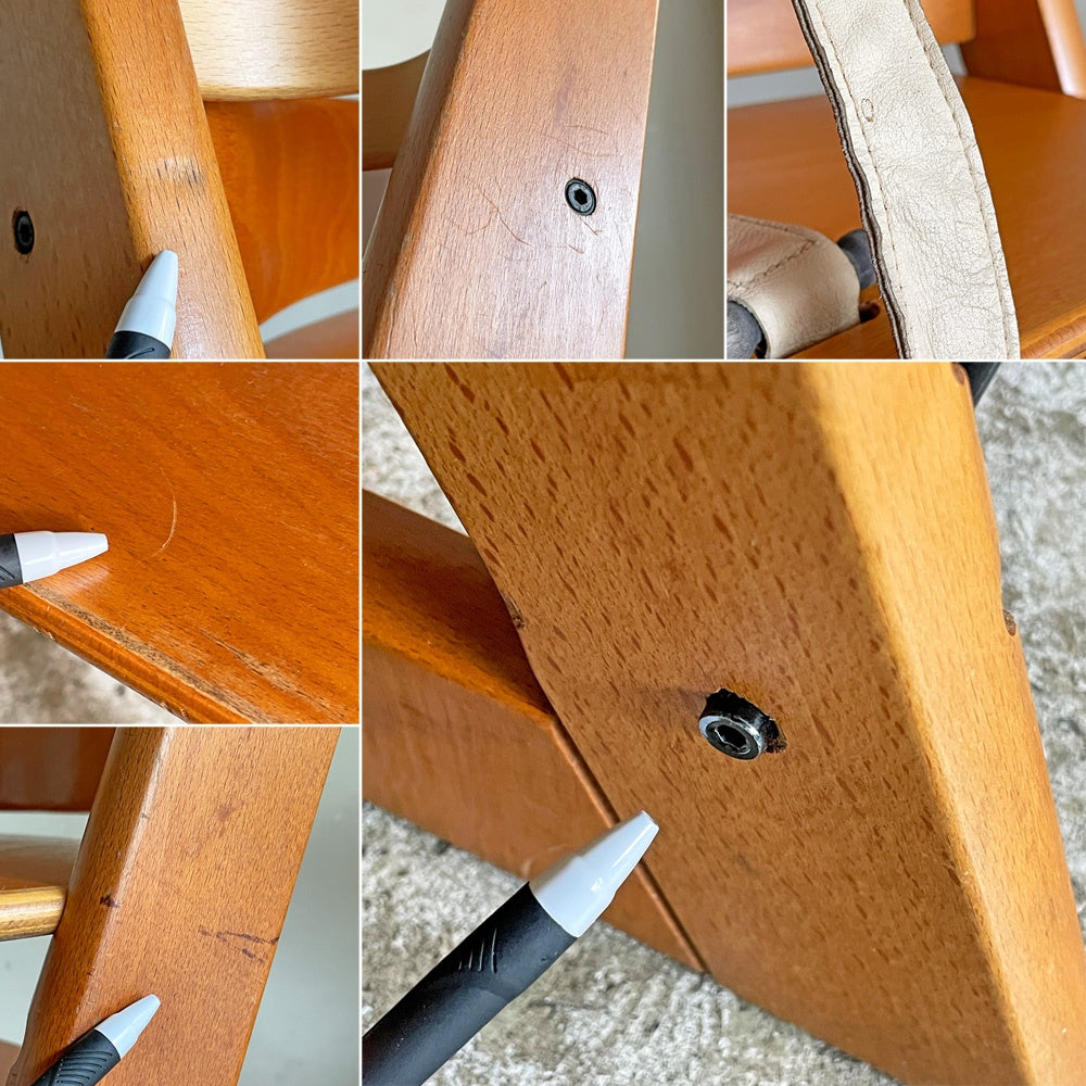 ストッケ STOKKE トリップトラップ TRIPP TRAPP ベビーチェア キッズチェア S/N無し 木製ガード レザーベルト ノルウェー 北欧家具 ■