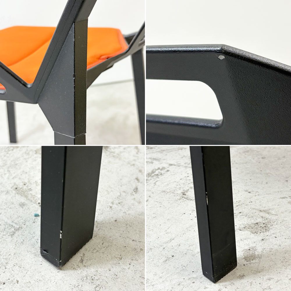 マジス MAGIS チェアワン CHAIR ONE ダイニングチェア コンスタンチン・グルチッチ スタッキング 屋外使用可 ブラック × オレンジ シートクッション付 イタリア ●