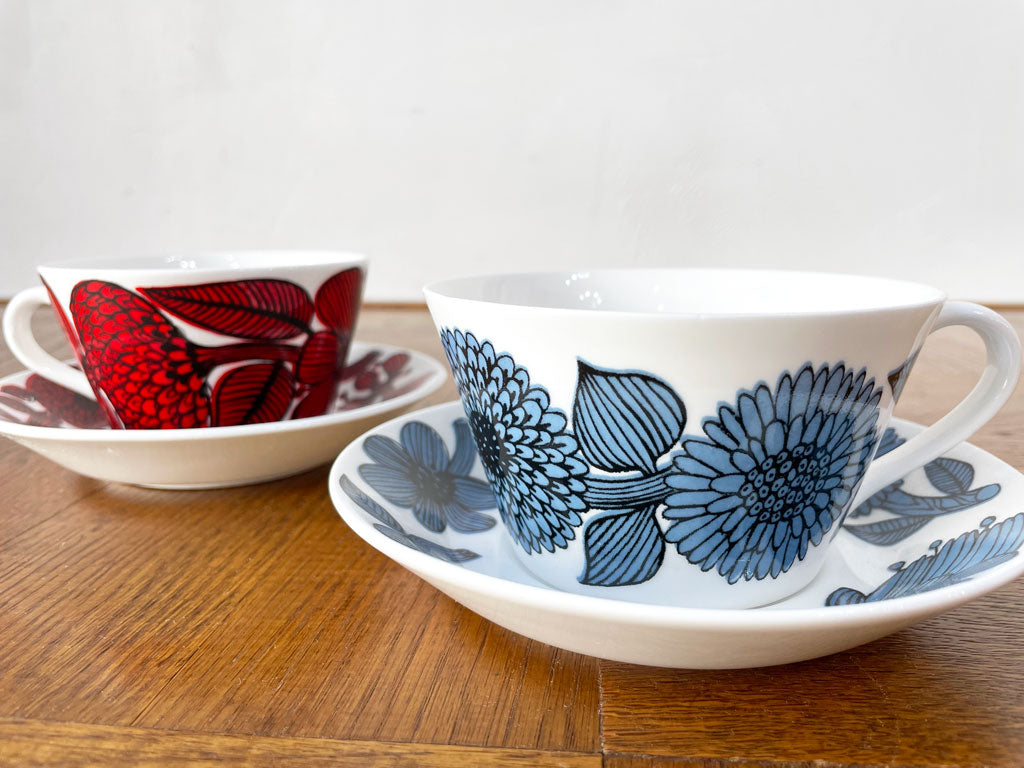 グスタフスベリ GUSTAVSBERG ブルーアスター BLUE ASTER ティーカップ&ソーサー C&S ステティング・リンドベリ スウェーデン 復刻品 北欧食器 ★
