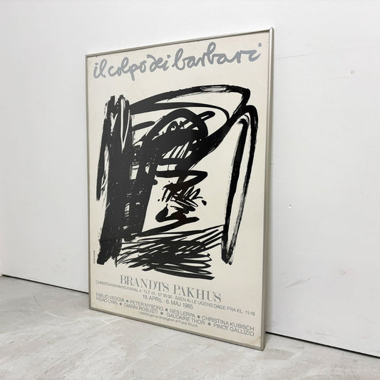 il colpo dei barbari 展覧会ポスター ピーター・ニボー Peter Nyborg ブランツ・パークス Brandts Pakhus 1985年 デンマーク コペンハーゲン 額装品 ●