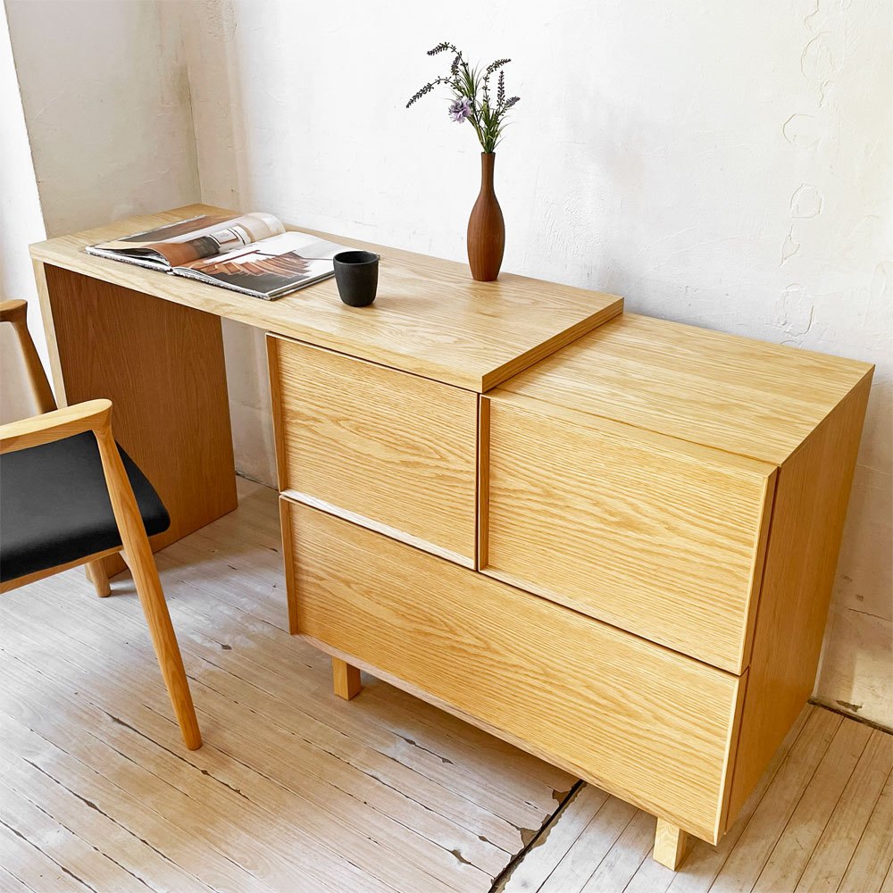 アクタス ACTUS トワード TOWARD チェスト&サポートテーブル 80LO-2/1CHEST SGL OAK レッグ V3 デスク ナチュラルスタイル 美品 ★