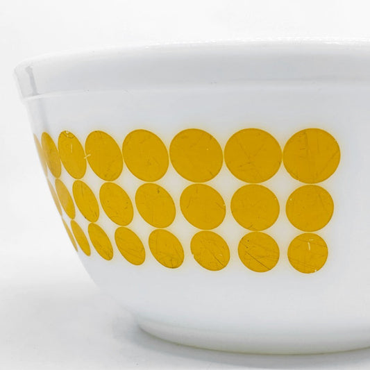 オールドパイレックス OLD PYREX ニュードット ミキシングボウル Φ18.5cm ホワイト イエロー 耐熱ミルクガラス USビンテージ ●