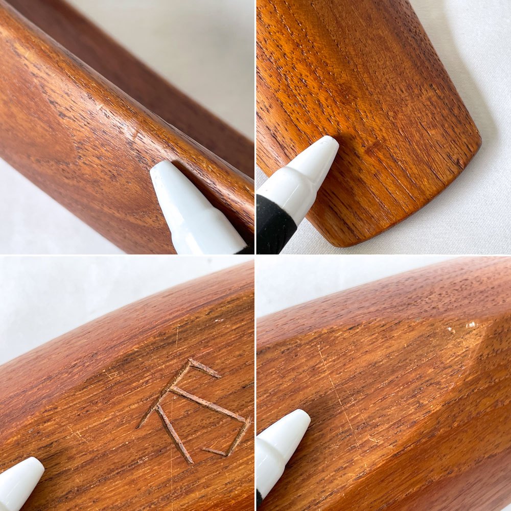 デンマークビンテージ Danish vintage チーク無垢材 トレイ 舟形 W40cm 北欧雑貨 ◇