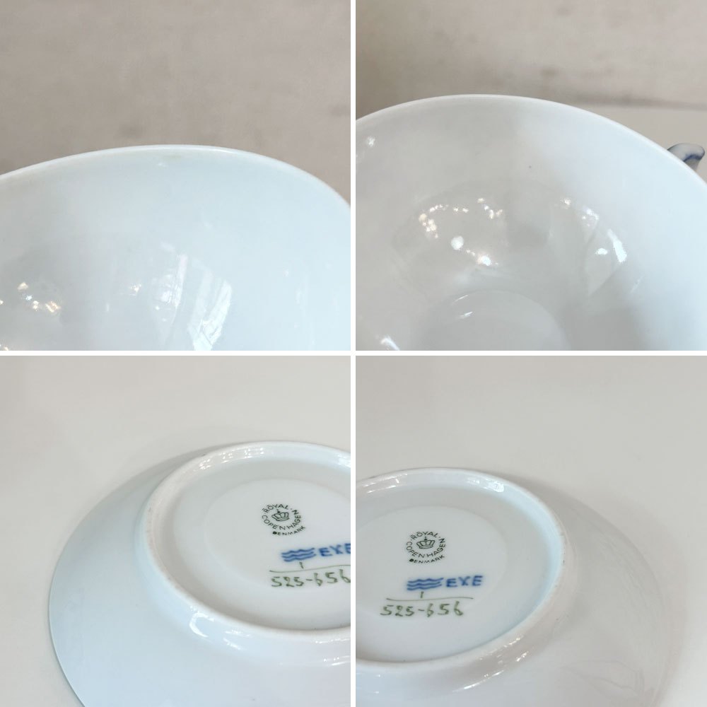 ロイヤルコペンハーゲン ROYAL COPENHAGEN ブルーフルーテッド ハーフレース ティーカップ&ソーサー 北欧食器 I ◎