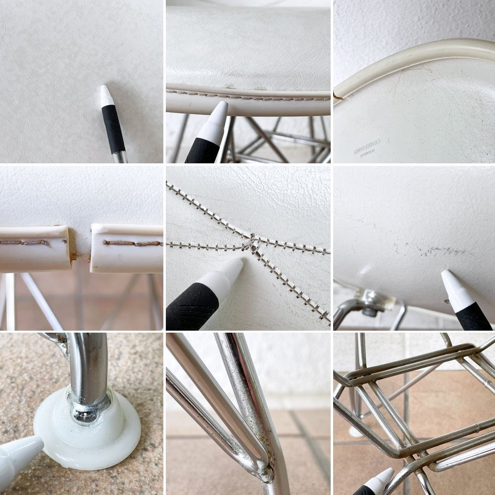 ハーマンミラー Herman Miller サイドシェルチェア サード 3rd FRP PVCレザー パーチメント ロータイプ エッフェルベース イームズ ビンテージ vintage ◇
