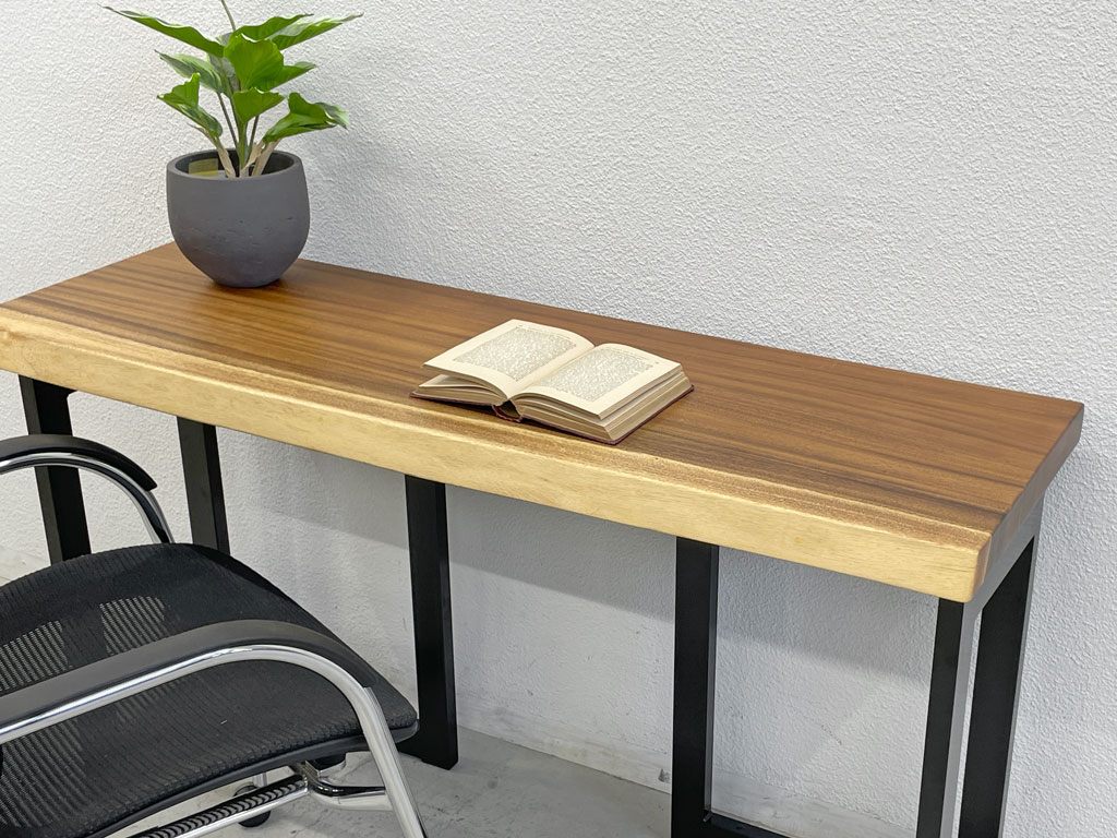 アトリエ木馬 ATELIER MOKUBA コンソール デスク Console Deskトチ材 モンキーポッド材 一枚板×ブラックスチールレッグ 〓